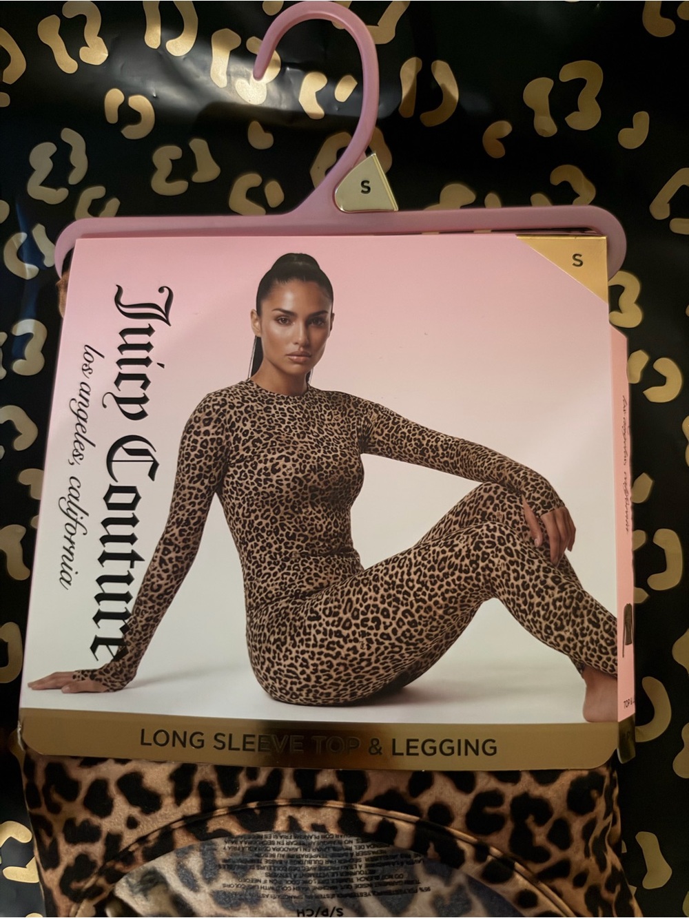 Juicy Couture Leopard Print Long Sleeve Top & Leggings Set - Brown